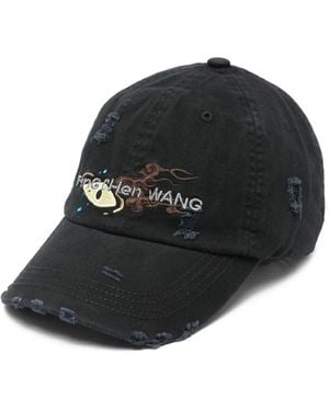 Feng Chen Wang Embroidered Distressed Cap - Black