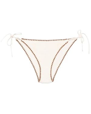 MC2 Saint Barth Virgo Crinkle-Effect Embroidered Bikini Bottoms - White