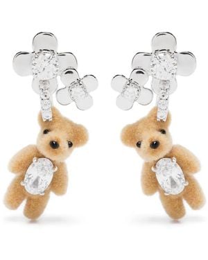 YVMIN Mini Bear Flower Ohrringe - Weiß
