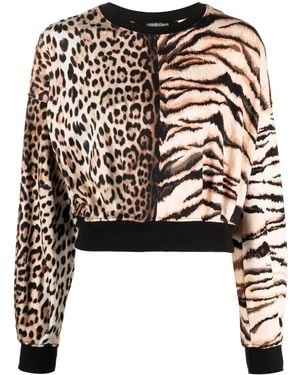 Roberto Cavalli Animal-Print Long-Sleeve Blouse - Black