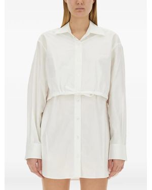 T By Alexander Wang Drawstring Mini Shirt Dress - White