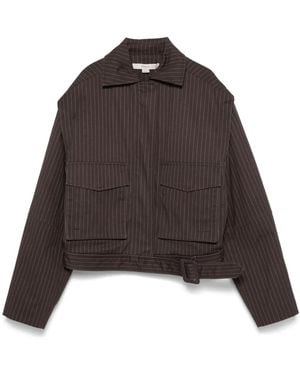 Remain Bomber Gessato Con Cappuccio - Marrone