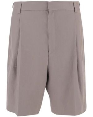 BOSS Pleats Hemp Shorts - Grey
