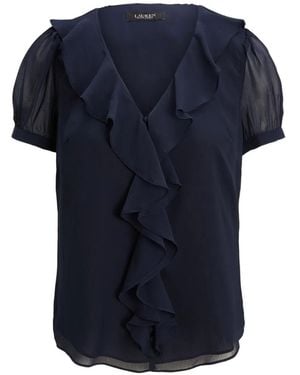 Ralph Lauren Blouse Volantée À Col V - Blue