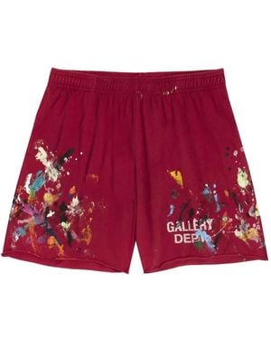 GALLERY DEPT. Paint-Splatter Logo-Print Shorts - Red