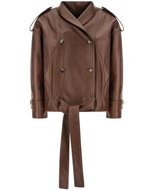 Alberta Ferretti Double-Breasted Biker Jacket - Brown