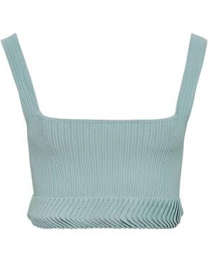 Alexis Ribbed Pleated Top - Blue