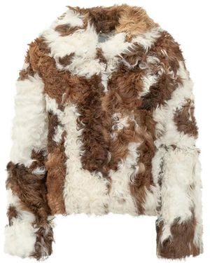 Martha Louis Claudia Shearling-Jacke Mit Kuh-Print - Weiß