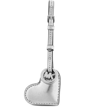 MICHAEL Michael Kors Metallic Puffy Heart Leather Bag Charm - White