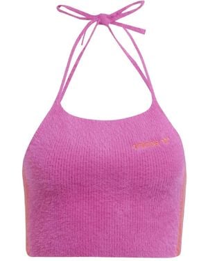 adidas Halter Fluffy-knit Tank Top - ピンク