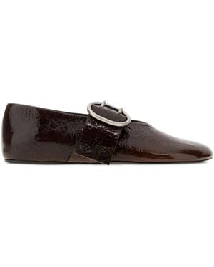 Jil Sander Buckle-Detail Leather Ballerina Flats - Brown