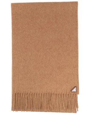 Prada Fringed Silk Scarf - Brown