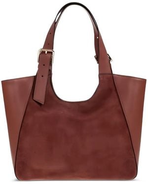 Furla Suede Paneled Tote Bag - Red