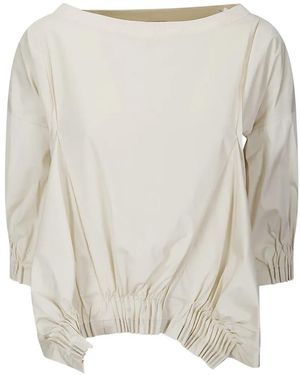 #MSM Asymmetric Pleated Blouse - White