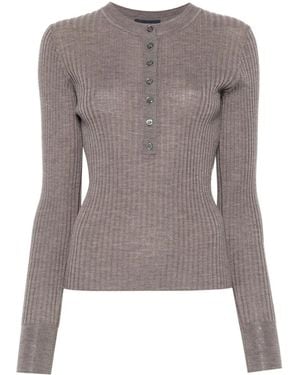 Soeur Ribbed Long-Sleeve Top - Brown
