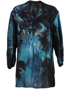 Yohji Yamamoto Printed Collared Shirt - Blue