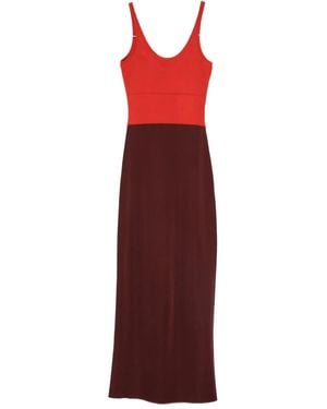 Fendi Two-Tone Midi Dress - Red