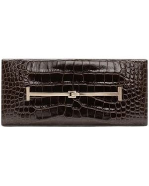 Tom Ford Clutch Aus Kroko-Leder Mit Print - Schwarz