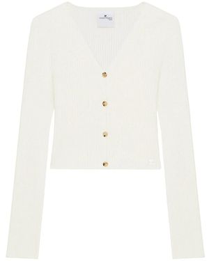 Courreges Cropped Ribbed Knit Jumper - White