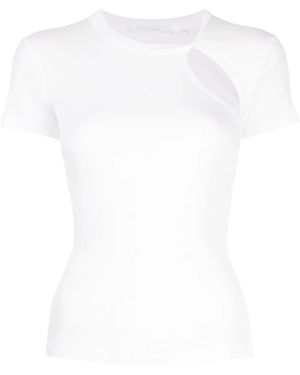 Helmut Lang Asymmetric Short-Sleeve Top - White