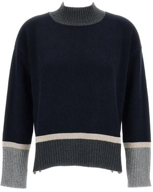 Lorena Antoniazzi Colour-Block Ribbed-Trim Jumper - Blue