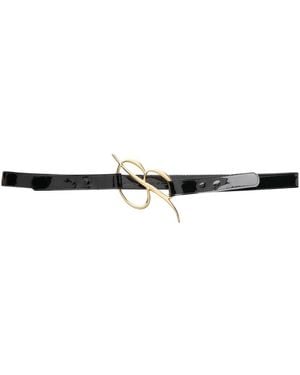 Blumarine Toned Letter Logo Belt - White