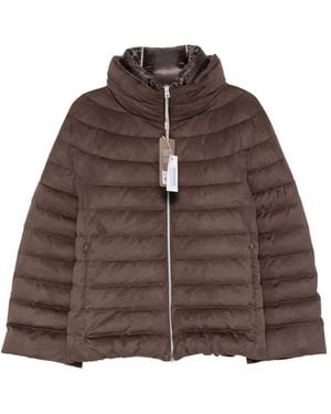 Herno Quilted Suede-Effect Jacket - Brown