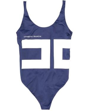 Elisabetta Franchi ロゴ ワンピース水着 - ブルー