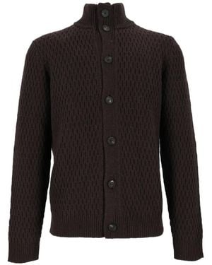 Peserico Honeycomb-Knit Button-Up Cardigan - Black