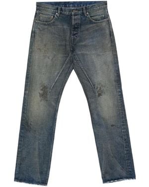 Rick Owens Distressed Frayed Straight-Leg Jeans - Grey