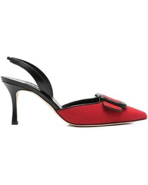 Manolo Blahnik Escarpins En Cuir À Talon 70 Mm - Rouge