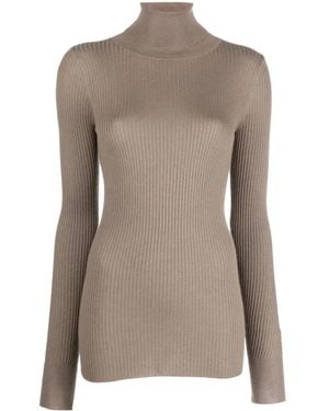 Wild Cashmere リブニット タートルネックセーター - ブラウン