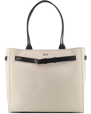 Tom Ford Audrey Medium Canvas Tote - Natural