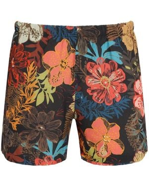 Amir Slama Zwembroek Met Bloemenprint - Blauw