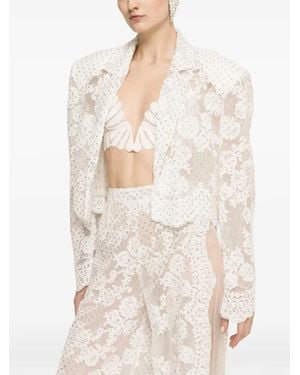 Nissa Embellished Lace Blazer - White