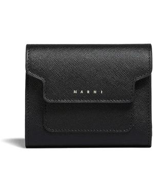 Marni Logo-Print Leather Wallet - Black
