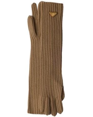 Prada Wool Knit Gloves - Natural