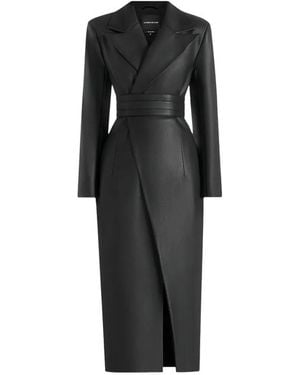 Manière De Voir Manteau Asymétrique Esma En Cuir Avec Ceinture - Black