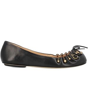 Chloé Embellished Ruffled Ballet Flats - Black