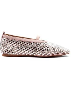 Twentyfourhaitch Bounty Crystal-Embellished Ballet Flats - White