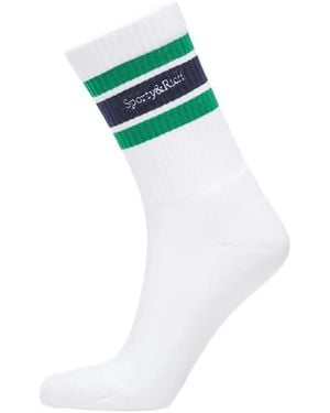 Sporty & Rich Chaussettes Serif Logo Rayées - Bleu