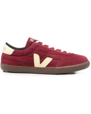 Veja Suede Logo-Patch Sneakers - Red