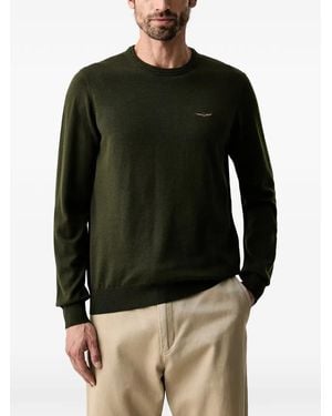 Aeronautica Militare Logo-Embroidered Wool Jumper - Black