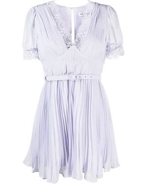 Self-Portrait Lilac Chiffon Mini Dress - Blue