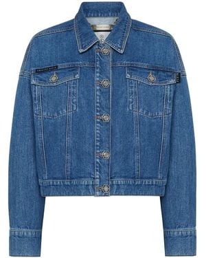 Philipp Plein Crystal Fringes Denim Jacket - Blue