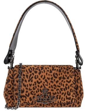 Vivienne Westwood Bolso de hombro Orb con estampado de leopardo - Marrón