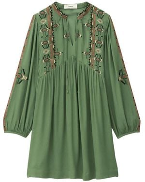 Ba&sh Telma Embroidered V-Neck Dress - Green