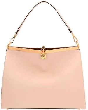 Etro Large Vela Leather Tote Bag - Pink