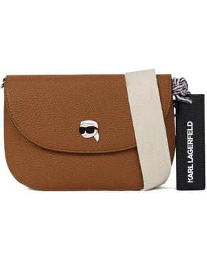 Karl Lagerfeld Ikon Flap Crossbody Bag - Brown