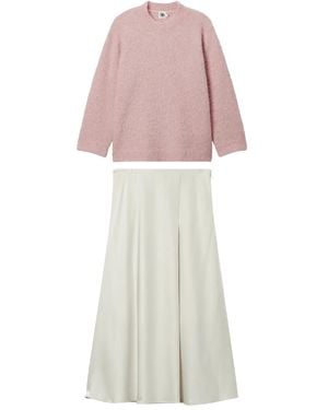 B+ AB Trui En Midi-Rok Met Ronde Hals - Wit